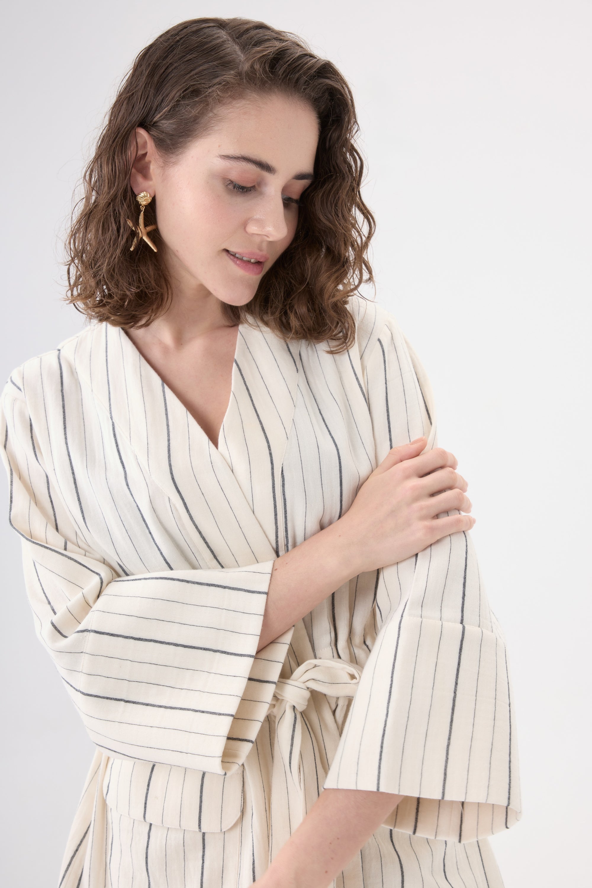 Kalandra Çizgili Kimono