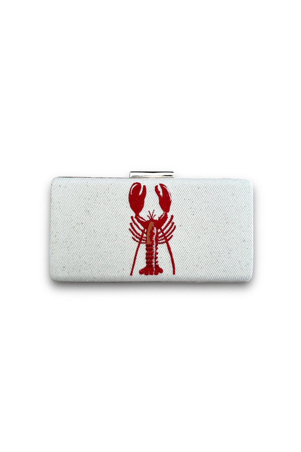 MARINE-ISTAKOZ NAKIŞLI KETEN CLUTCH-KIRMIZI