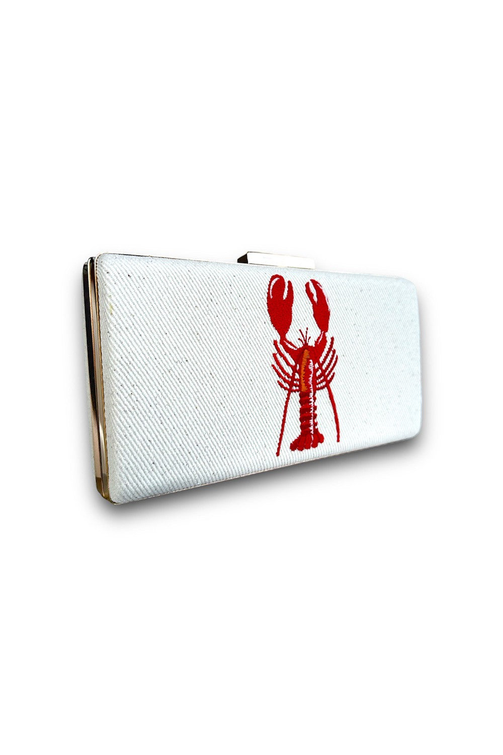 MARINE-ISTAKOZ NAKIŞLI KETEN CLUTCH-KIRMIZI