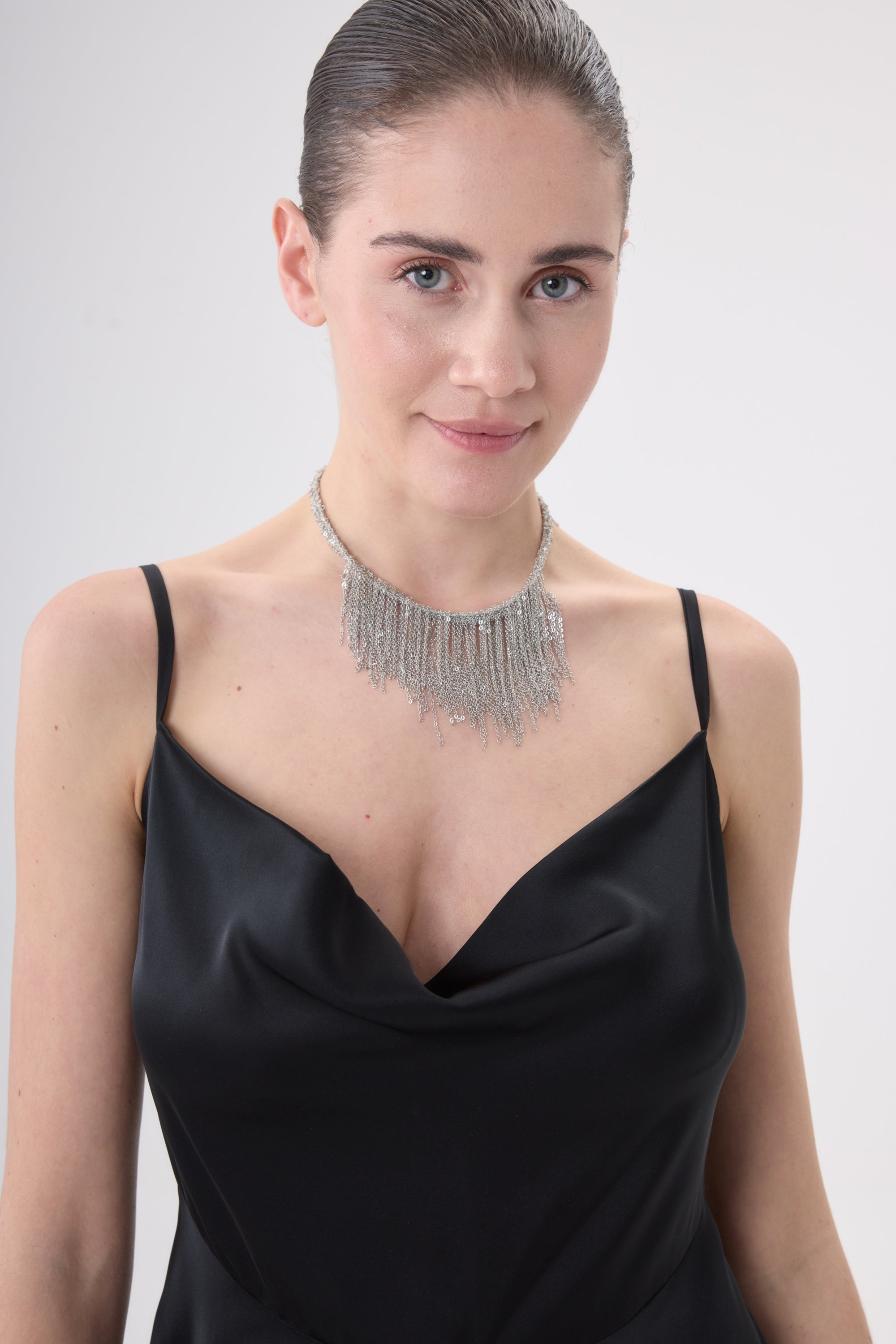Rani Saten Mini Elbise - Siyah