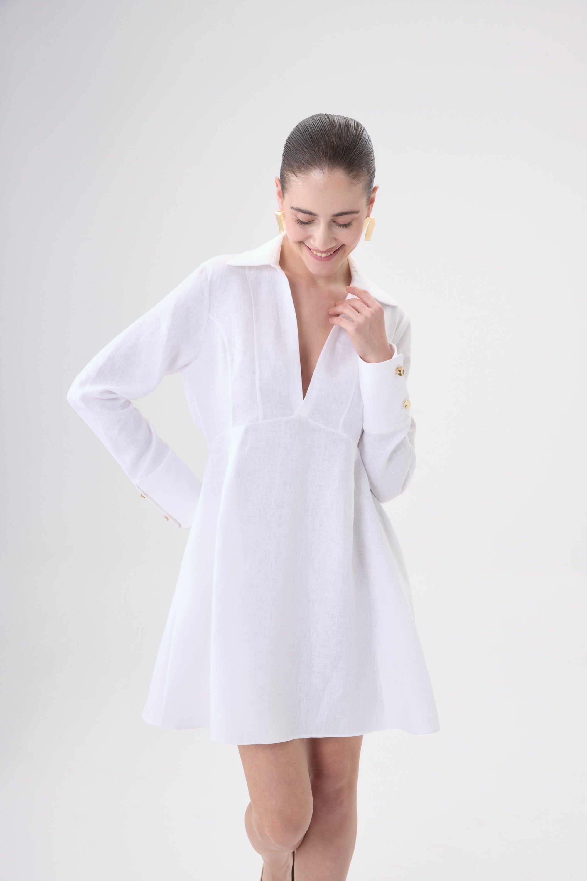 Sanya Keten Mini Elbise